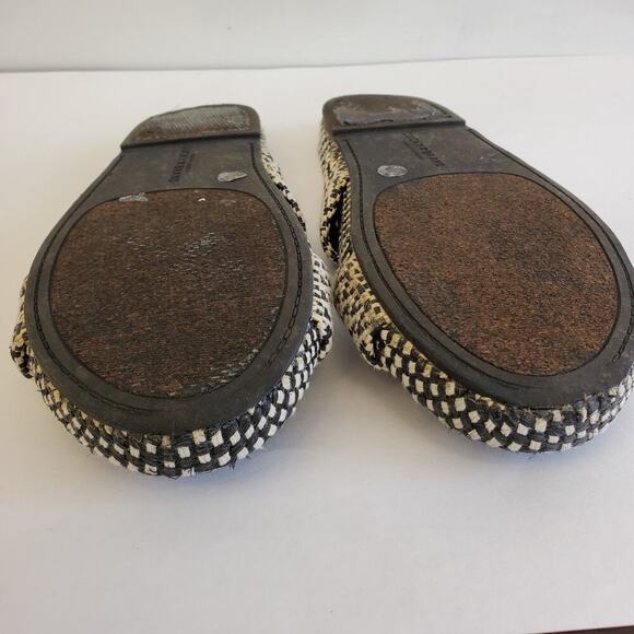 Lucky Brand Sandals Size 10 Fynna Woven Slide Leather Black White Boho - Picture 13 of 13